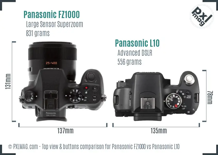 Panasonic FZ1000 vs Panasonic L10 top view buttons comparison