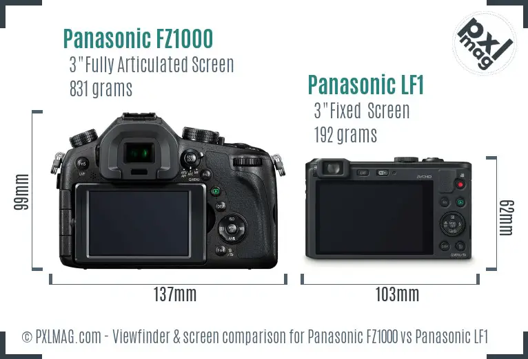 Panasonic FZ1000 vs Panasonic LF1 Screen and Viewfinder comparison