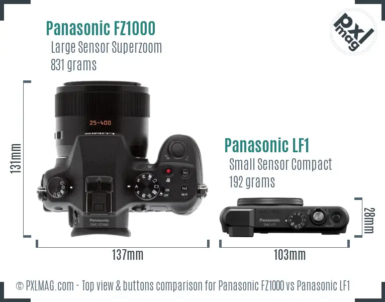 Panasonic FZ1000 vs Panasonic LF1 top view buttons comparison