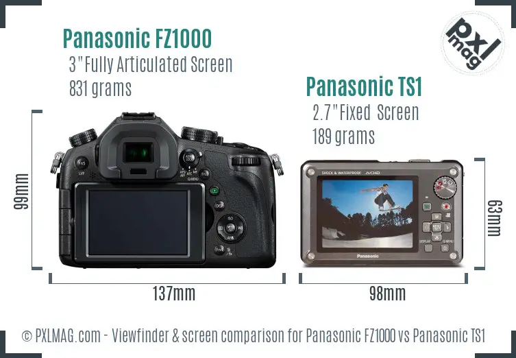 Panasonic FZ1000 vs Panasonic TS1 Screen and Viewfinder comparison