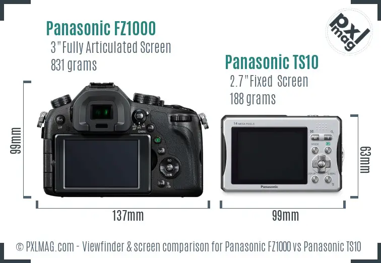 Panasonic FZ1000 vs Panasonic TS10 Screen and Viewfinder comparison