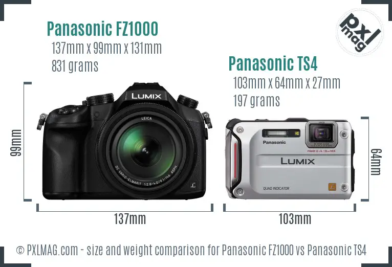 Panasonic FZ1000 vs Panasonic TS4 size comparison
