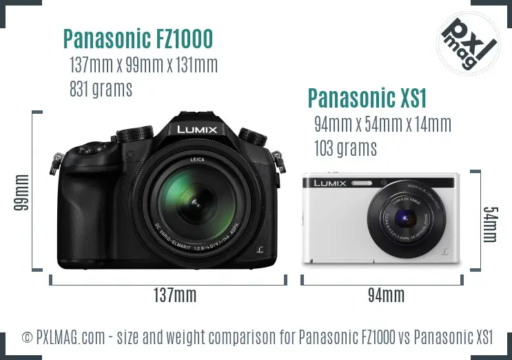 Panasonic FZ1000 vs Panasonic XS1 size comparison