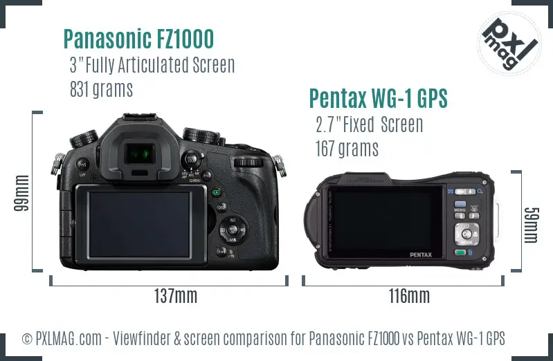 Panasonic FZ1000 vs Pentax WG-1 GPS Screen and Viewfinder comparison