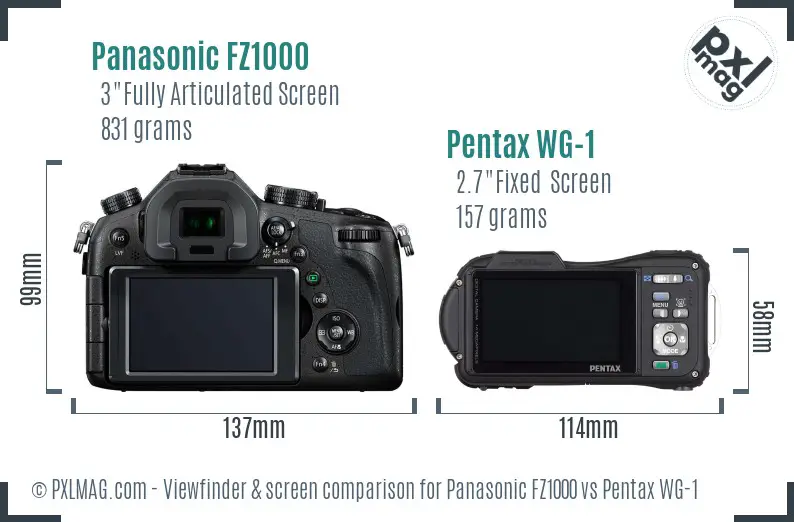 Panasonic FZ1000 vs Pentax WG-1 Screen and Viewfinder comparison