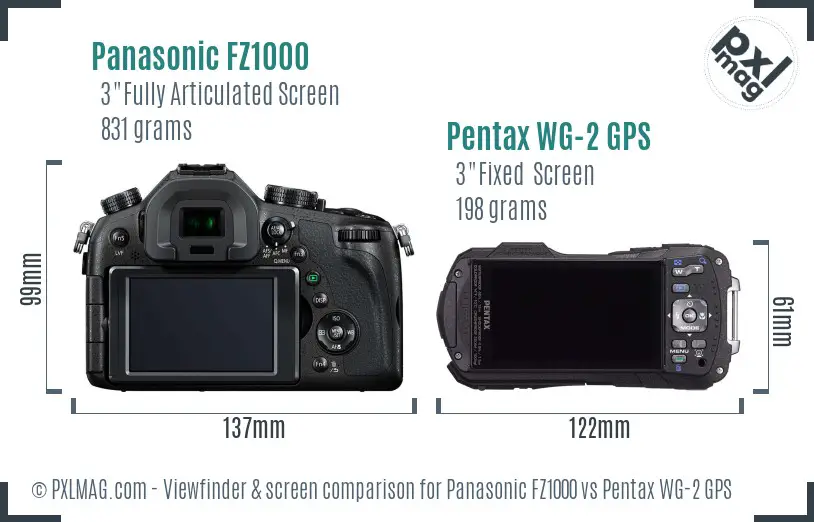 Panasonic FZ1000 vs Pentax WG-2 GPS Screen and Viewfinder comparison