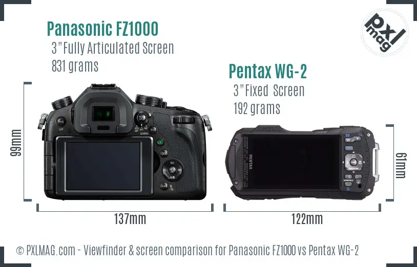 Panasonic FZ1000 vs Pentax WG-2 Screen and Viewfinder comparison