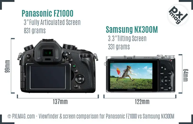 Panasonic FZ1000 vs Samsung NX300M Screen and Viewfinder comparison