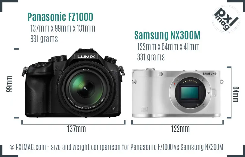 Panasonic FZ1000 vs Samsung NX300M size comparison