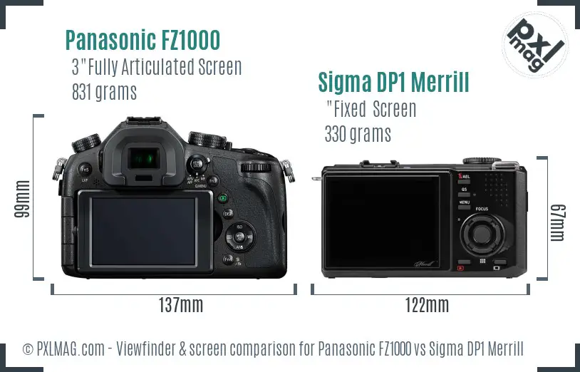 Panasonic FZ1000 vs Sigma DP1 Merrill Screen and Viewfinder comparison