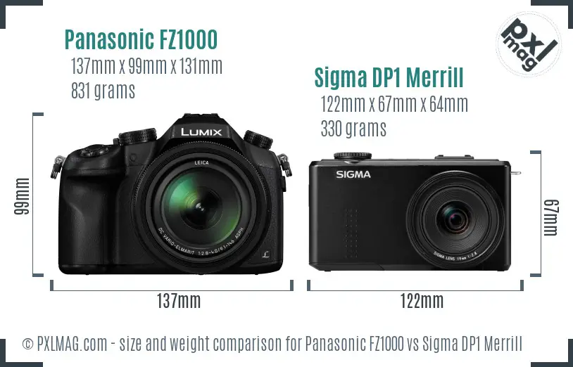 Panasonic FZ1000 vs Sigma DP1 Merrill size comparison
