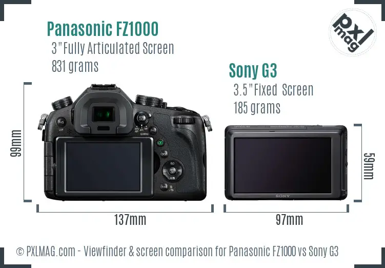 Panasonic FZ1000 vs Sony G3 Screen and Viewfinder comparison