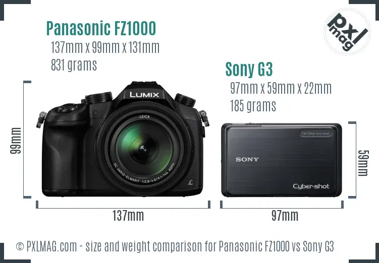 Panasonic FZ1000 vs Sony G3 size comparison