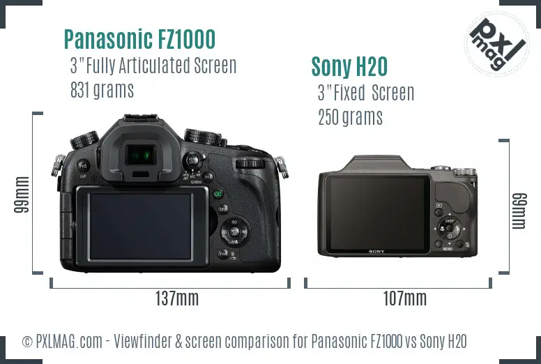 Panasonic FZ1000 vs Sony H20 Screen and Viewfinder comparison Panasonic FZ1000 vs Sony H20 Screen and Viewfinder comparison