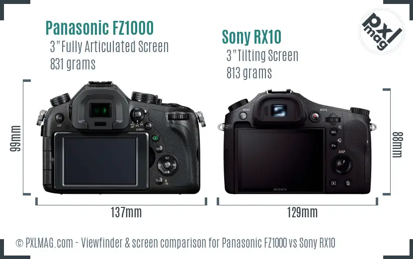 Panasonic FZ1000 vs Sony RX10 Screen and Viewfinder comparison