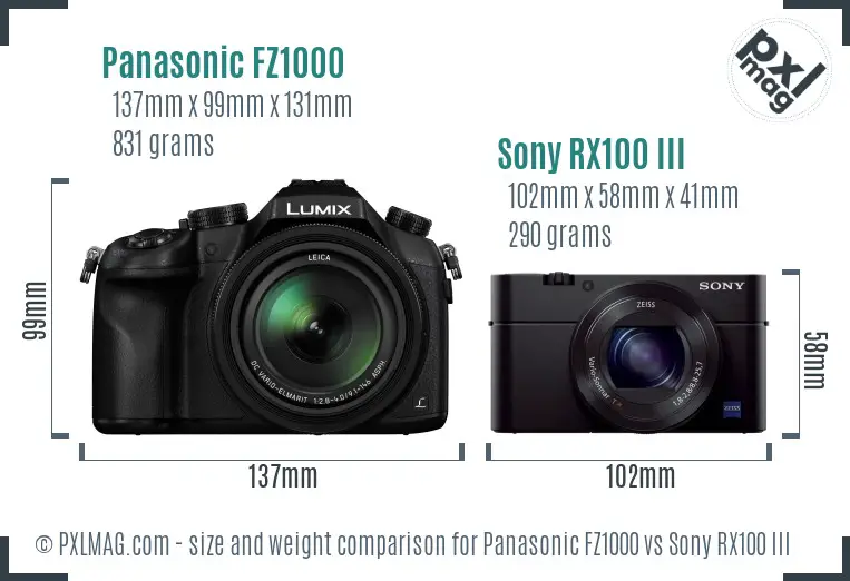 Panasonic FZ1000 vs Sony RX100 III size comparison