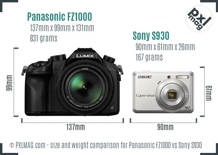 Panasonic FZ1000 vs Sony S930 size comparison