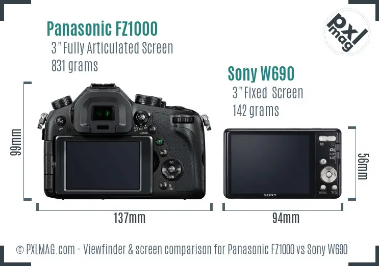 Panasonic FZ1000 vs Sony W690 Screen and Viewfinder comparison