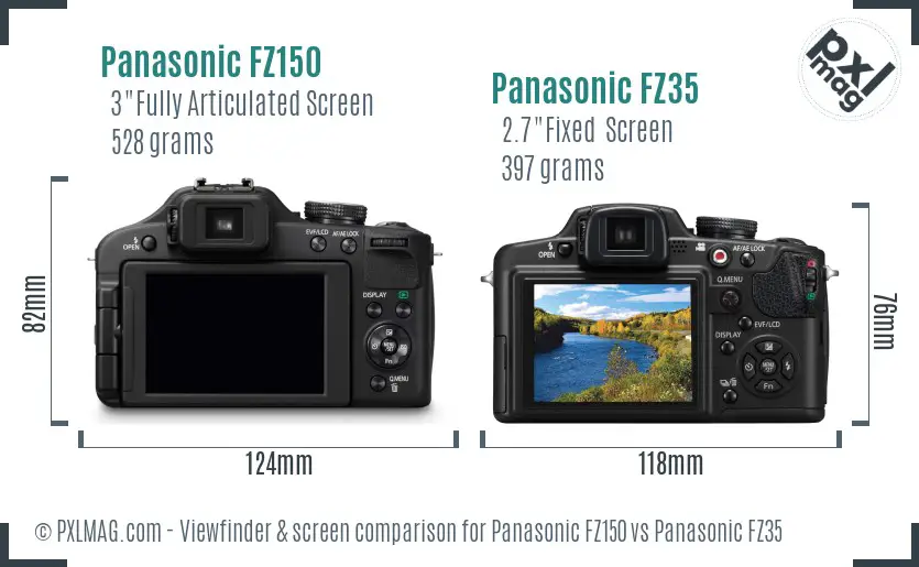Panasonic FZ150 vs Panasonic FZ35 Screen and Viewfinder comparison