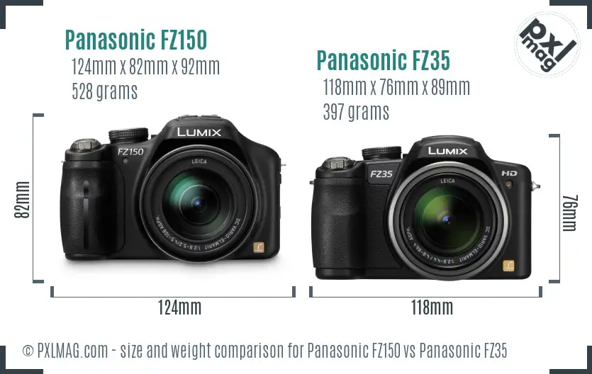 Panasonic FZ150 vs Panasonic FZ35 size comparison