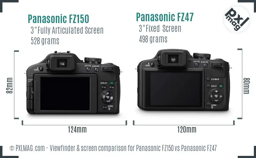 Panasonic FZ150 vs Panasonic FZ47 Screen and Viewfinder comparison