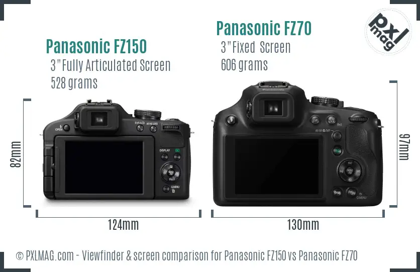 Panasonic FZ150 vs Panasonic FZ70 Screen and Viewfinder comparison