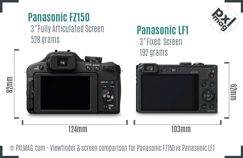 Panasonic FZ150 vs Panasonic LF1 Screen and Viewfinder comparison