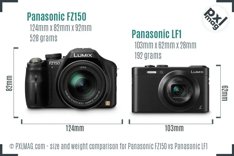 Panasonic FZ150 vs Panasonic LF1 size comparison
