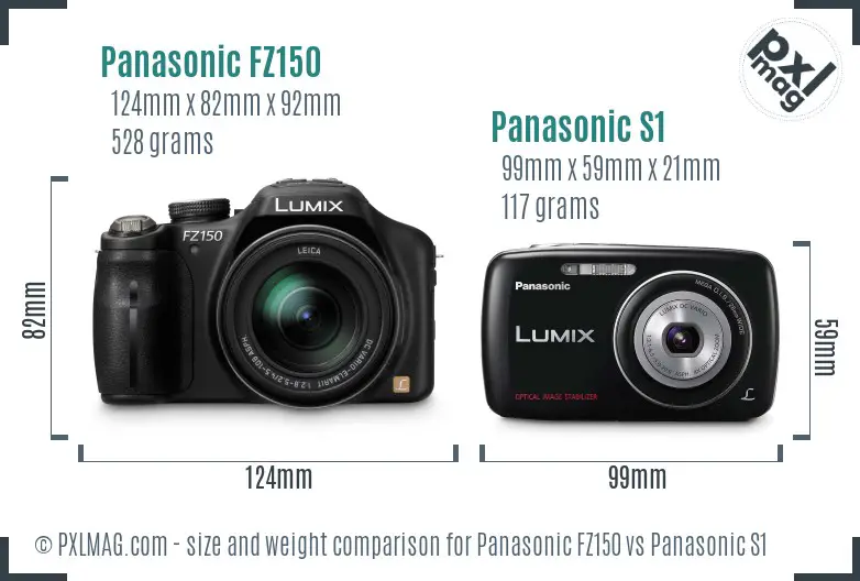 Panasonic FZ150 vs Panasonic S1 size comparison