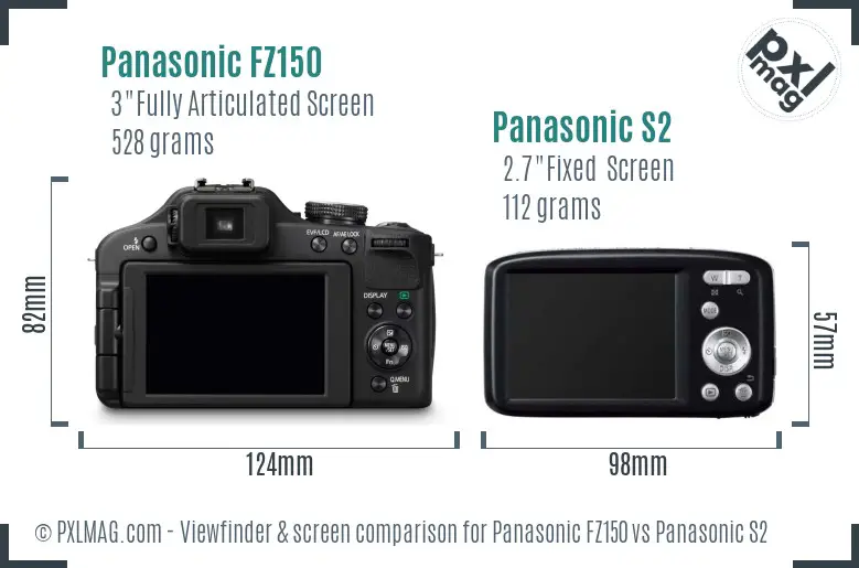 Panasonic FZ150 vs Panasonic S2 Screen and Viewfinder comparison