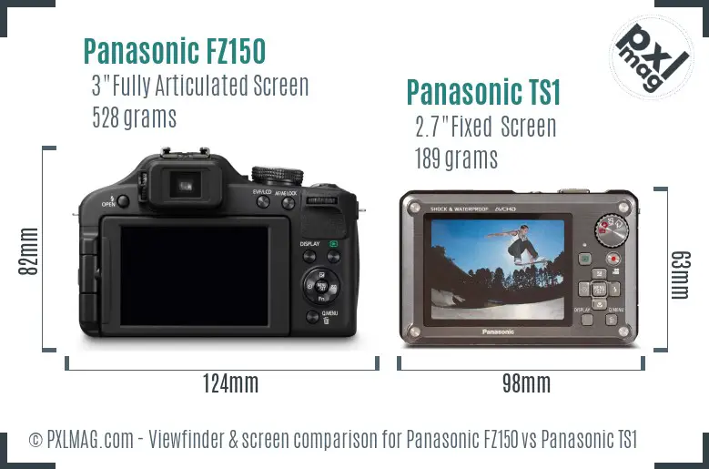 Panasonic FZ150 vs Panasonic TS1 Screen and Viewfinder comparison
