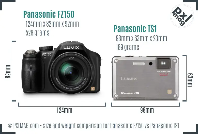 Panasonic FZ150 vs Panasonic TS1 size comparison