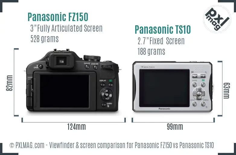 Panasonic FZ150 vs Panasonic TS10 Screen and Viewfinder comparison