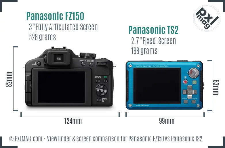 Panasonic FZ150 vs Panasonic TS2 Screen and Viewfinder comparison