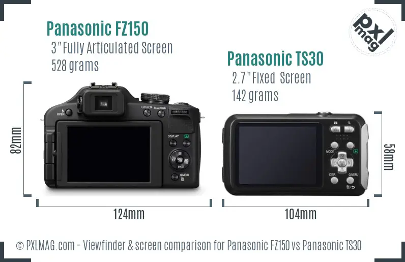Panasonic FZ150 vs Panasonic TS30 Screen and Viewfinder comparison