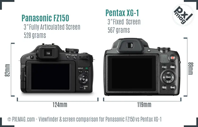 Panasonic FZ150 vs Pentax XG-1 Screen and Viewfinder comparison Panasonic FZ150 vs Pentax XG-1 Screen and Viewfinder comparison