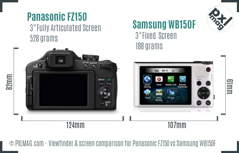 Panasonic FZ150 vs Samsung WB150F Screen and Viewfinder comparison