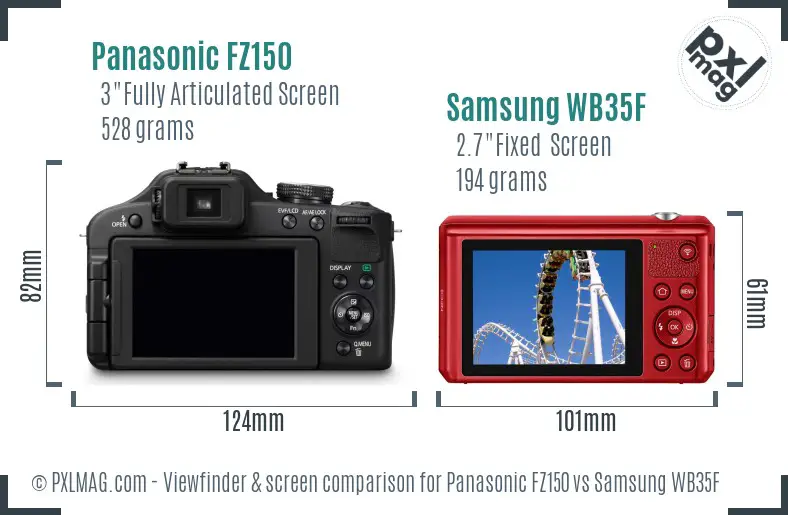 Panasonic FZ150 vs Samsung WB35F Screen and Viewfinder comparison