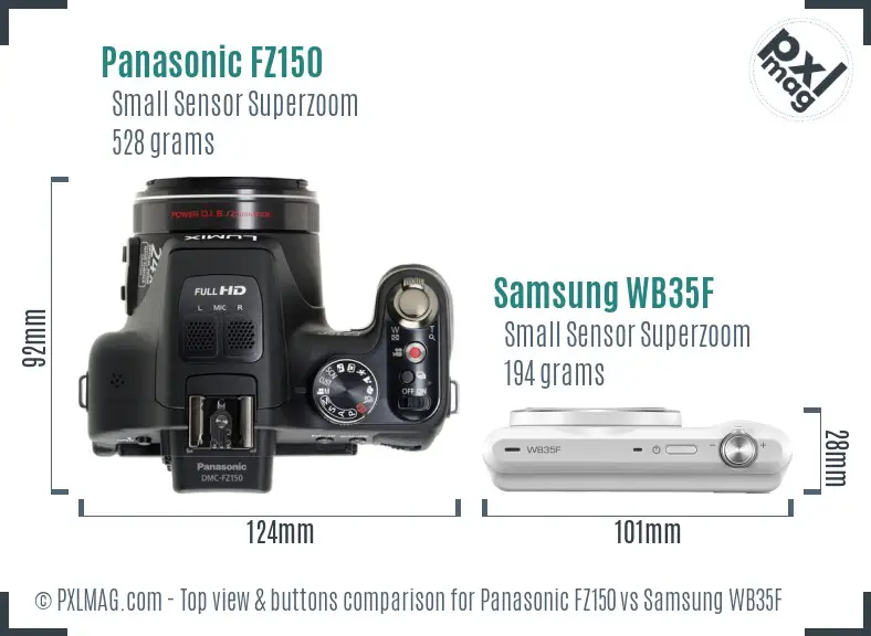 Panasonic FZ150 vs Samsung WB35F top view buttons comparison