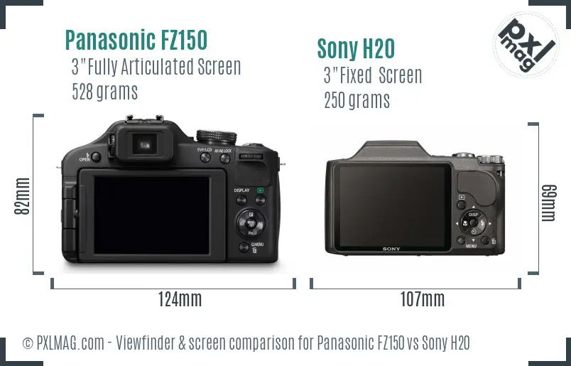 Panasonic FZ150 vs Sony H20 Screen and Viewfinder comparison