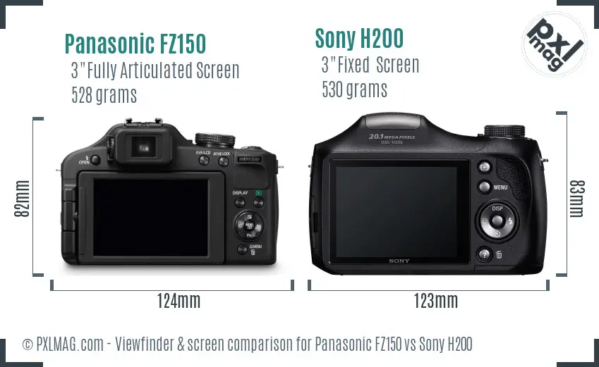 Panasonic FZ150 vs Sony H200 Screen and Viewfinder comparison