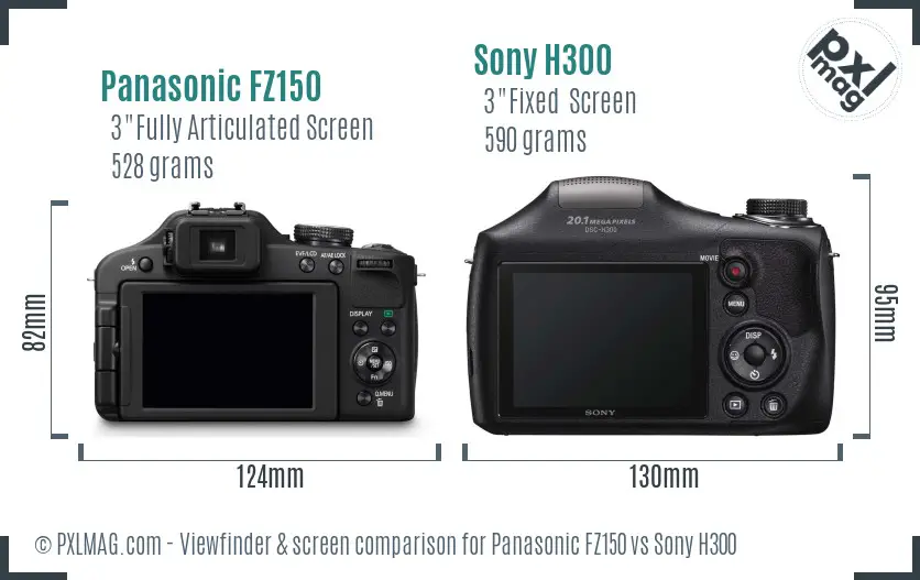 Panasonic FZ150 vs Sony H300 Screen and Viewfinder comparison Panasonic FZ150 vs Sony H300 Screen and Viewfinder comparison