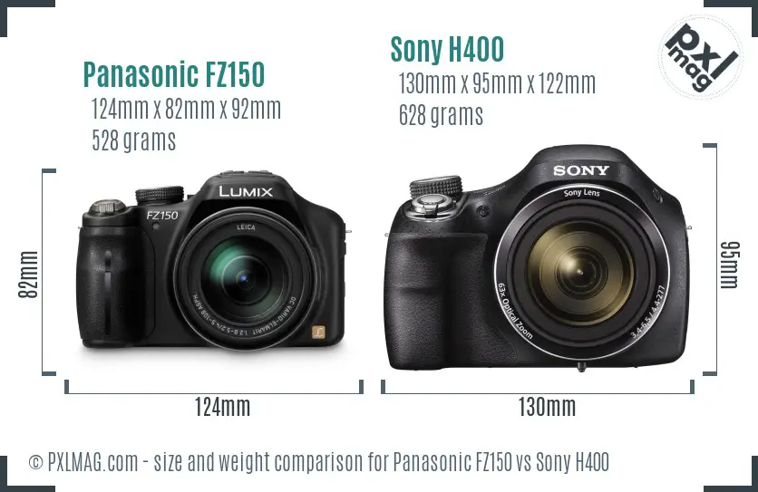 Panasonic FZ150 vs Sony H400 size comparison Panasonic FZ150 vs Sony H400 size comparison