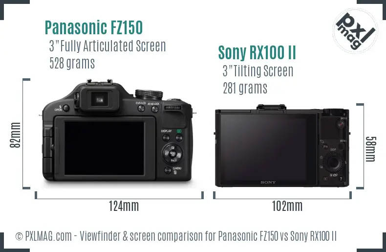 Panasonic FZ150 vs Sony RX100 II Screen and Viewfinder comparison Panasonic FZ150 vs Sony RX100 II Screen and Viewfinder comparison