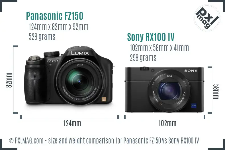 Panasonic FZ150 vs Sony RX100 IV size comparison