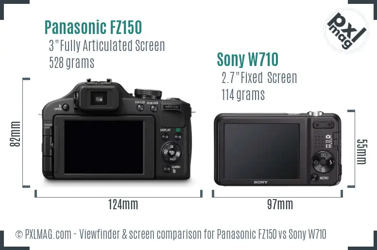 Panasonic FZ150 vs Sony W710 Screen and Viewfinder comparison