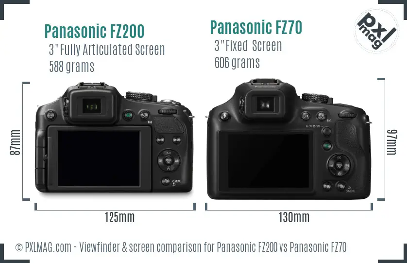 Panasonic FZ200 vs Panasonic FZ70 Screen and Viewfinder comparison