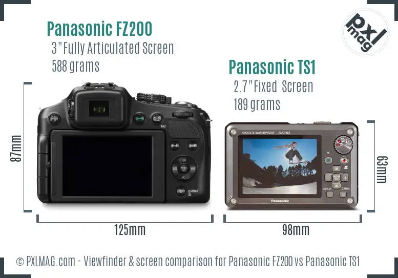 Panasonic FZ200 vs Panasonic TS1 Screen and Viewfinder comparison
