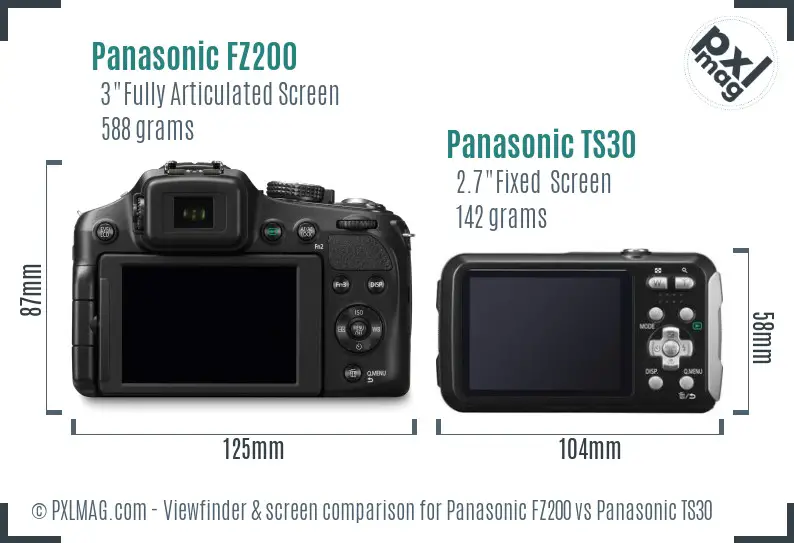 Panasonic FZ200 vs Panasonic TS30 Screen and Viewfinder comparison