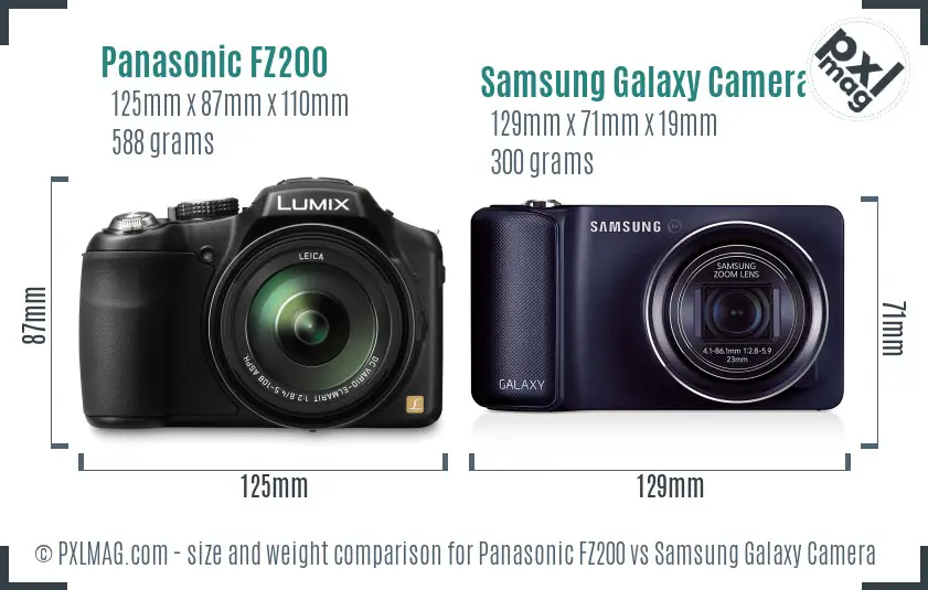 Panasonic FZ200 vs Samsung Galaxy Camera size comparison